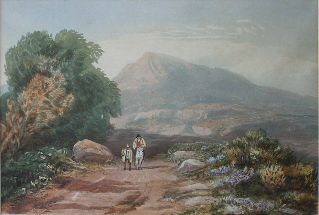 Aquatint - (2 figures in a mountainous landscape)